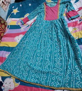 Teal & Pink Anarkali Dress