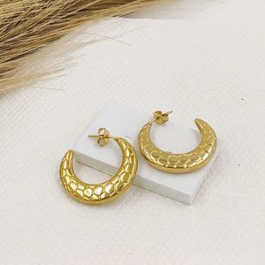 Gold Tarnish Honeycomb Korean Hoop Earrings