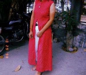 Pink Polka Dot Sleeveless Kurti