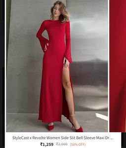 Red Maxi Dress with Slit