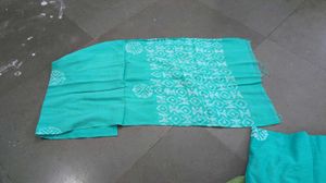 Teal Batik Unstitched Suit Fabric