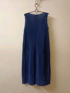 Navy Blue Pleated Dress