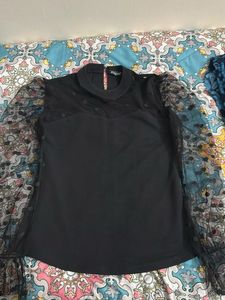 Black Sheer Sleeve Top