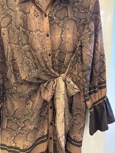 Snakeskin Print Tie-Waist Top