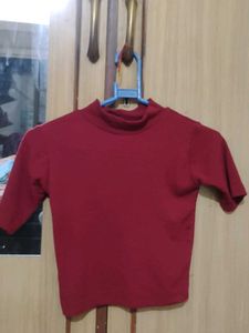 Maroon Mock Neck Crop Top