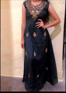 Full Length blue Colour Gown | Sleeveless