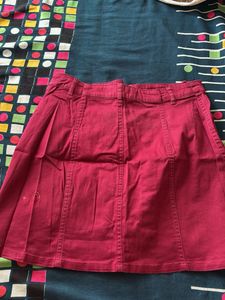 Button-Front Denim Skirt