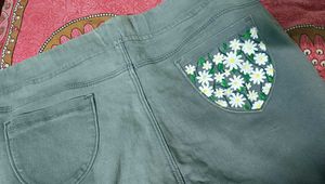 Grey Jeans with Frayed Hem