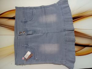 Pleated Denim Mini Skirt
