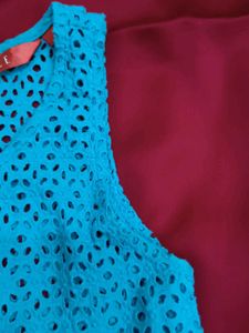 Elle Blue Cutout Tank Top