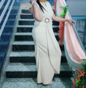 Elegant Champagne Evening Gown