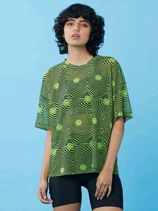 Only Oversized Mesh Smiley Psychedelic Tee