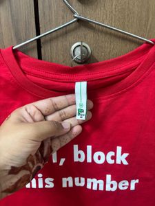 Red Graphic Slogan T-Shirt