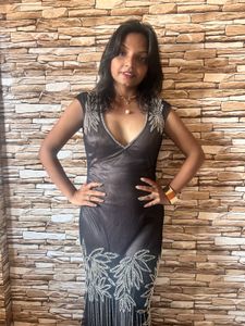 Elegant Brown Embellished Gown
