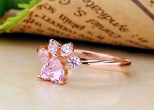 Ring rose-gold plated paw