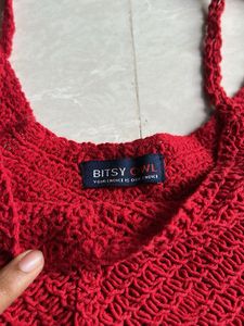 Y2K Crochet Red Crop Top