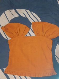 Orange Bell Sleeve Blouse