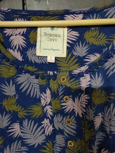 Beacan Cove Blue Green Palm Print Mini Dress