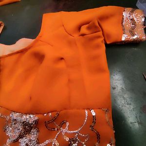 42&#34; Size Single Katori Orange Sequin Blouse