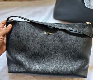 NEW Guess Vikky Black Tote Bag + Pouch