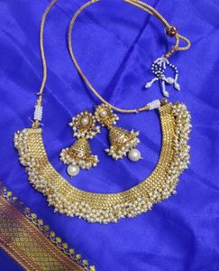 Cluster Pearls Necklace & Jhumkas