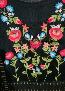 Woollens By W - Black Embroidered Kurta