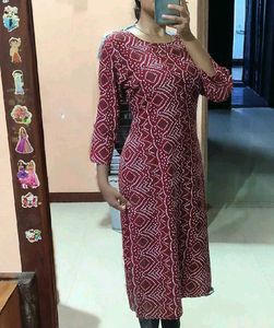 Red Bandhani Print Kurti
