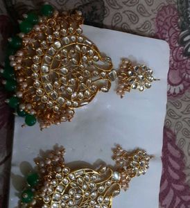 Zaveri Pearls Gold Toned &amp; Green Set of Earrings