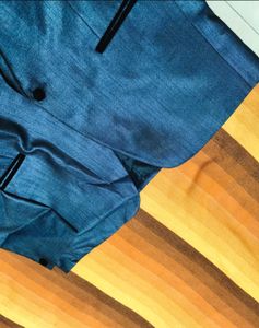Partywear Men Blue Rayon Two Piece Suit