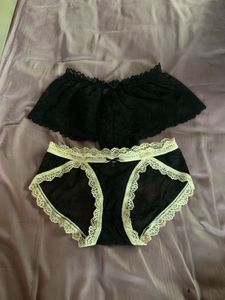 Lace Trim Panties Set