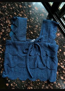 Cute cutwork blue top