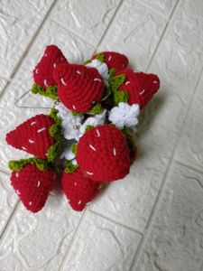 crochet strawberry keychain