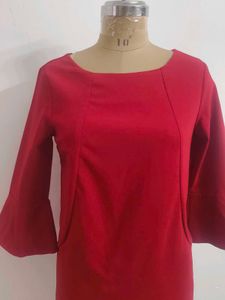 Red Bell Sleeve Mini Dress