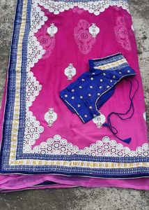 Elegant Pink Saree , diamond work