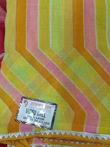 Striped Lace Saree with Blouse