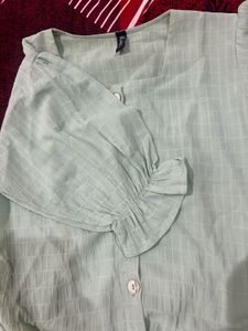 Mint Green Button-Up Crop Top