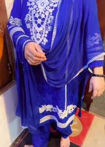 Blue Pakistani Suit With Shalwar And Dupatta