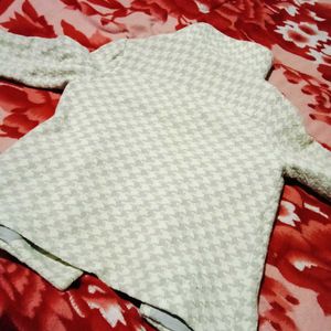 Houndstooth Patterned Coat