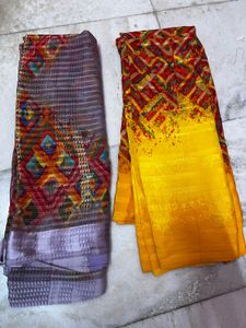 combo of 2 sarees with red blouse