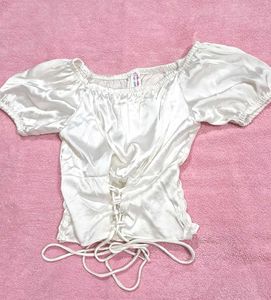 White Puff Sleeve Top