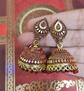 Red And Gold Plated Light Weight Earrings 😍❤️