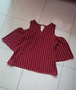 Striped Cold Shoulder Top