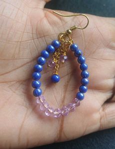 Chic Blue &amp; Pink Beaded Dangle Earring