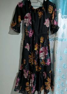 Black Foral Midi Dress