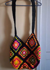 Colorful Crochet Granny Square Bag (Handmade)