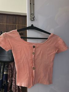 Cute Peach Button-Front Top