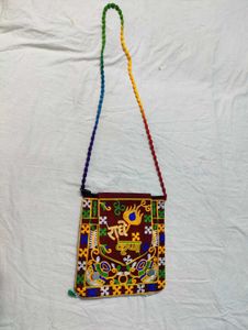 Handmade Krishna Embroidered Sling Bag