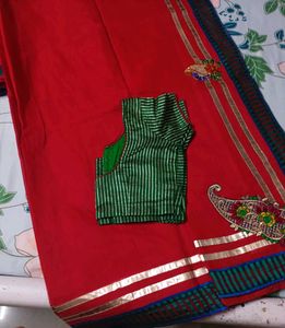 2 Combo Heavy Designer Fancy Kota Red Saree