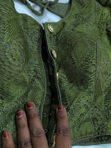 Green Blouse with Embroidery