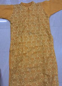 Yellow Lace Detail Kurti (size-L)🪷🕊🍃
